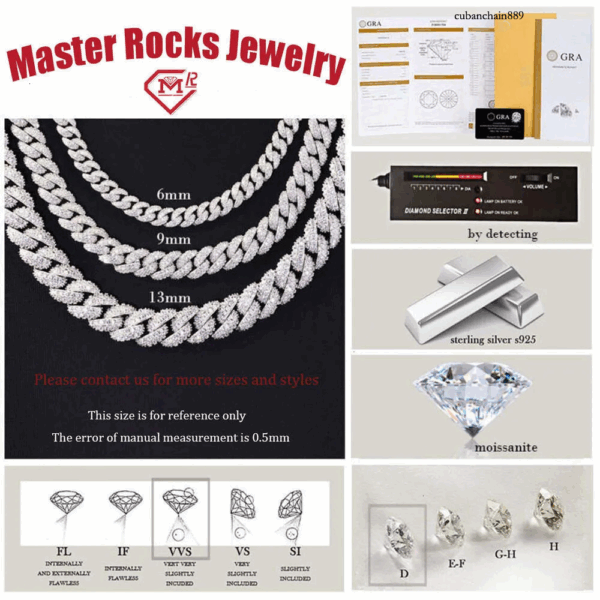 Baguette Iced Out VVS Moissanite Cuban Chain 15mm - Image 3