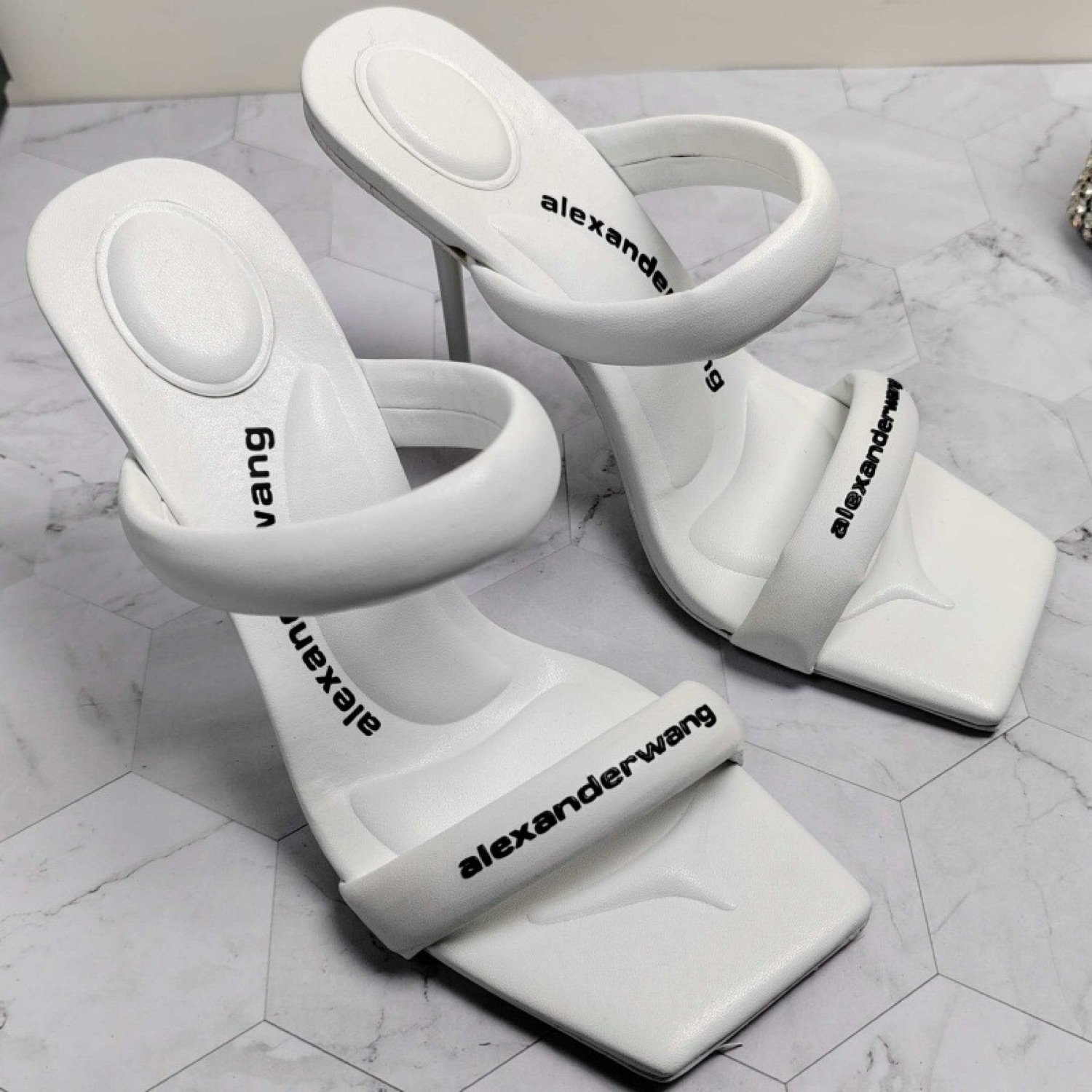 Alexander Wang Logo Print Sandals on The Little Yellow App. Look Expensive, Shop Smart