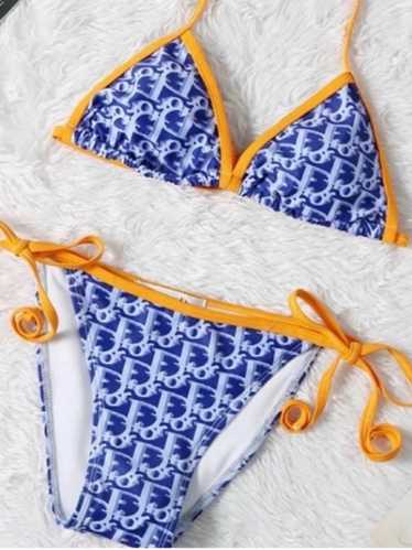 Dior Orange Trim 2 piece swimsuit on The Little Yellow App